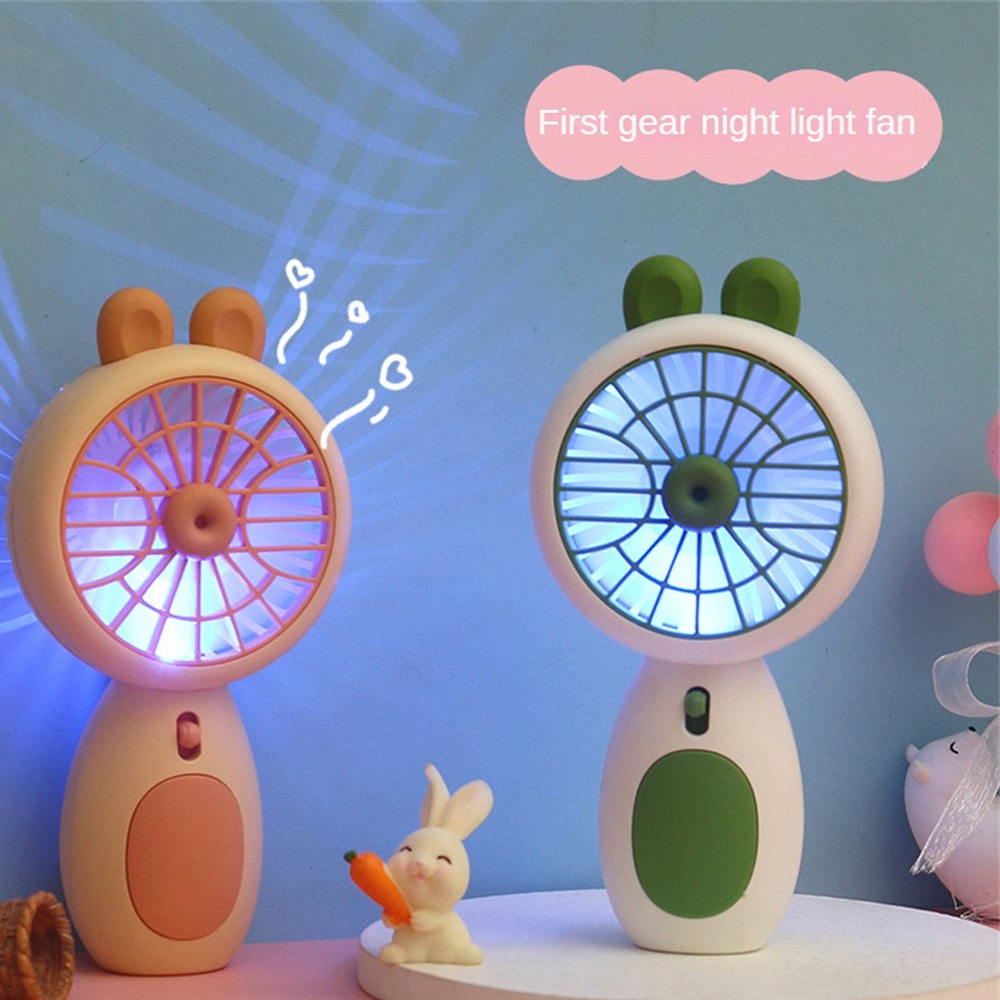 Dễ Thương Quạt Điện USB Mini Cầm Tay Hình Thỏ Màu Kẹo Có Đèn