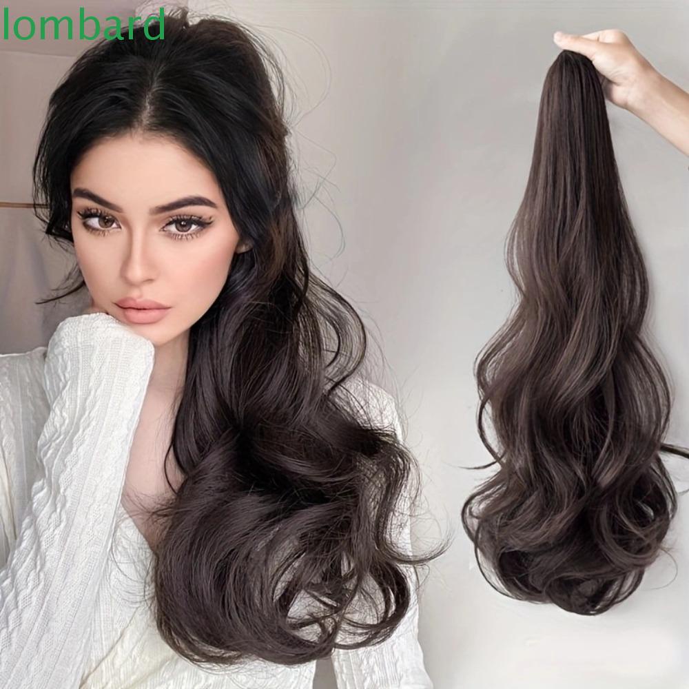 Tóc Giả Đuôi Ngựa Dài Xoăn Bằng Sợi Tổng Hợp Cách Nhiệt Màu Nâu