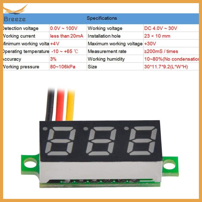 Vôn Kế Kỹ Thuật Số 3 Dây Dc 0-100v