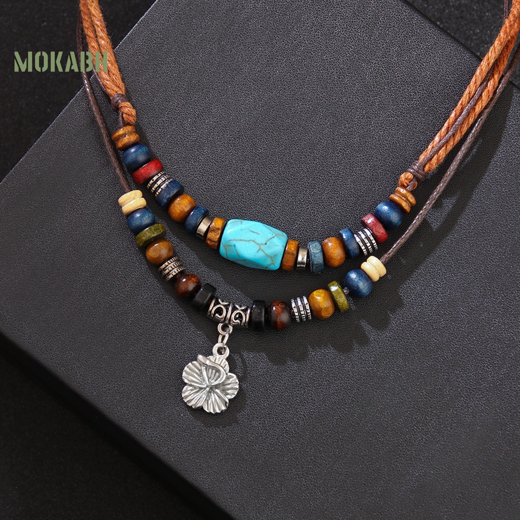 Vòng cổ Nhiều Lớp Họa Tiết Hoa Bằng Kim Loại Thời Trang Cho Nam