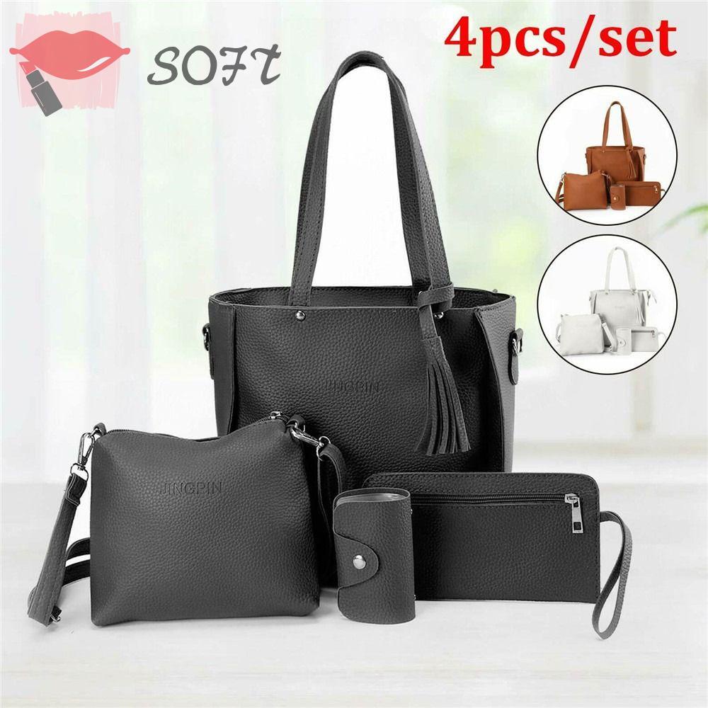 SOFTNESS Bộ 4 Túi Xách Da Thời Trang Cá Tính Xinh Xắn Cho Nữ