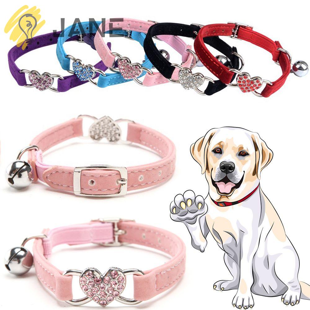 JANE Vòng Cổ Thú Cưng Co Dãn Đính Chuông Hình Trái Tim Dễ Thương