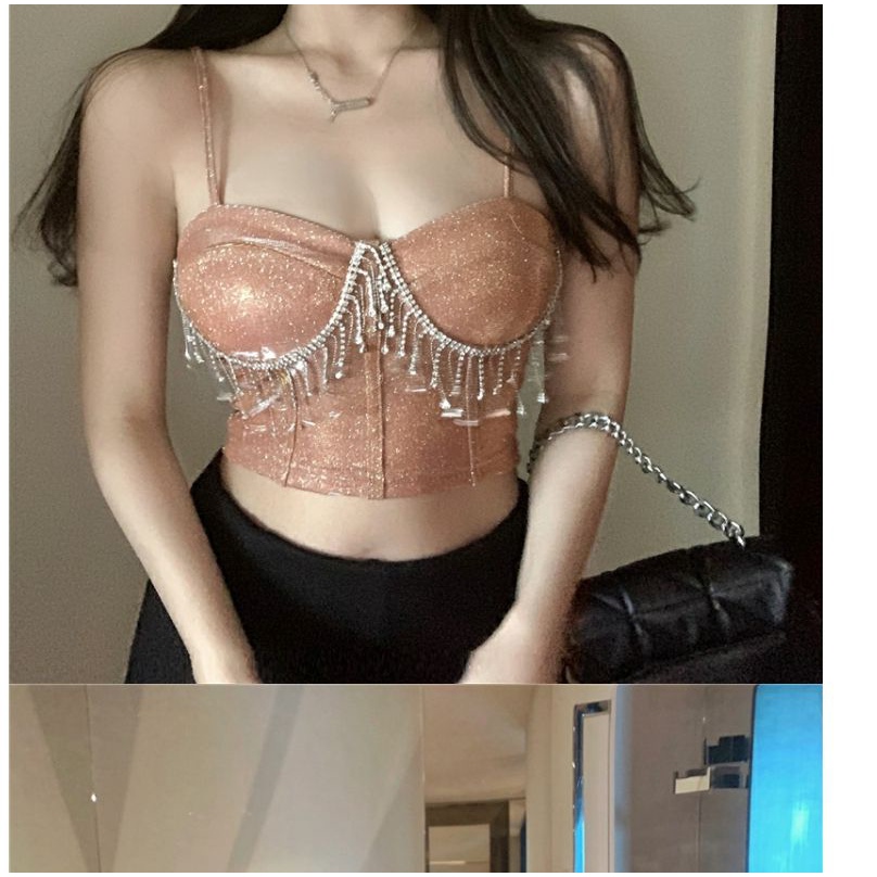 Áo Croptop Hai Dây Thiết Kế Tua Rua Thời Trang Mùa Hè Quyến Rũ Cho Nữ