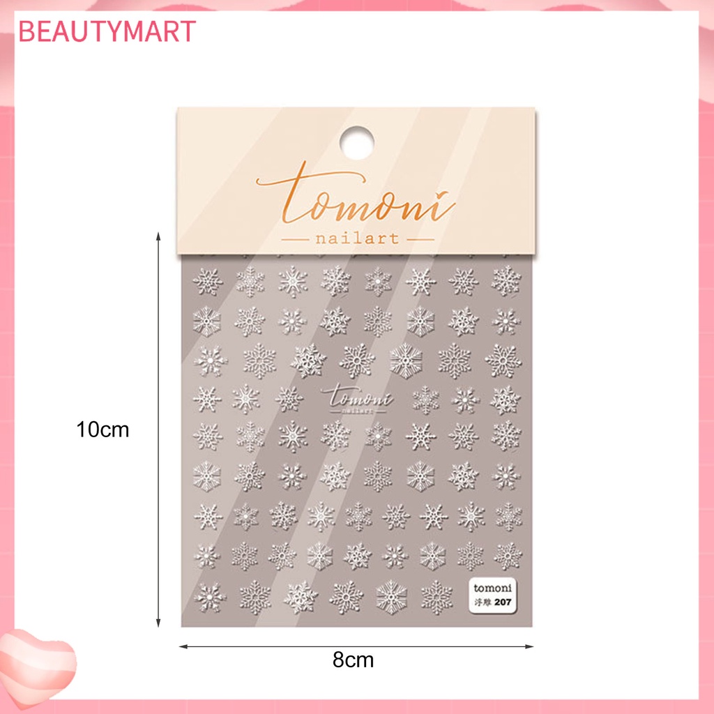 Miếng Dán Trang Trí Móng Tay Tạo Hiệu Ứng 3D Siêu Mỏng Họa Tiết Bông Tuyết Năm Mới