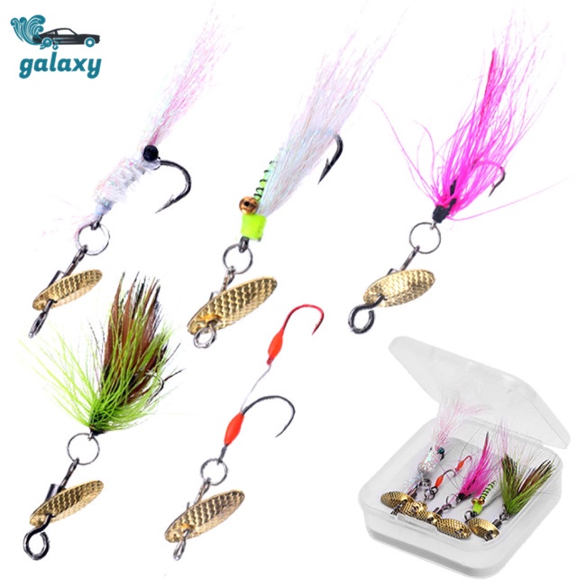 Galaxy Bộ 5 Mồi Câu Hình Côn Trùng Bằng Thép Carbon Cao Cấp