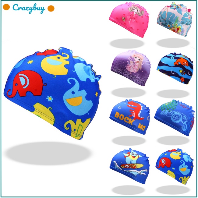 Cr Mũ Bơi Co Giãn Tốt In Họa Tiết Hoạt Hình Dễ Thương Cho Bé