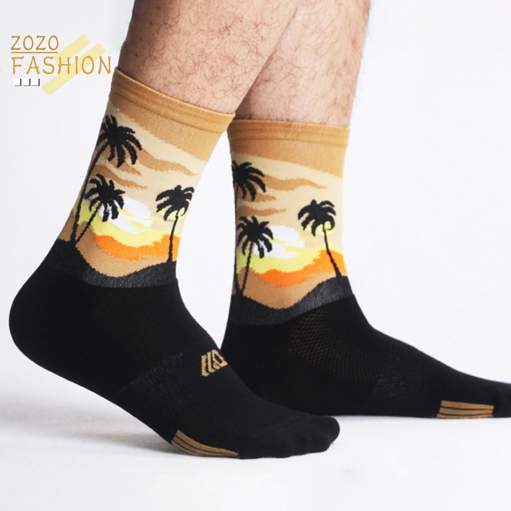 1 Đôi Tất Unisex Họa Tiết Cây Dừa Hút Ẩm Thông Dụng