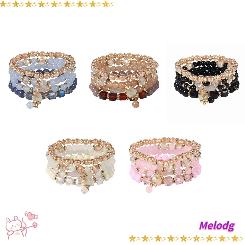 MELODG Set 4 VòNg Đeo Tay ChuỗI HạT Pha Lê Phong CáCh Boho ThờI Trang Cho Nữ
