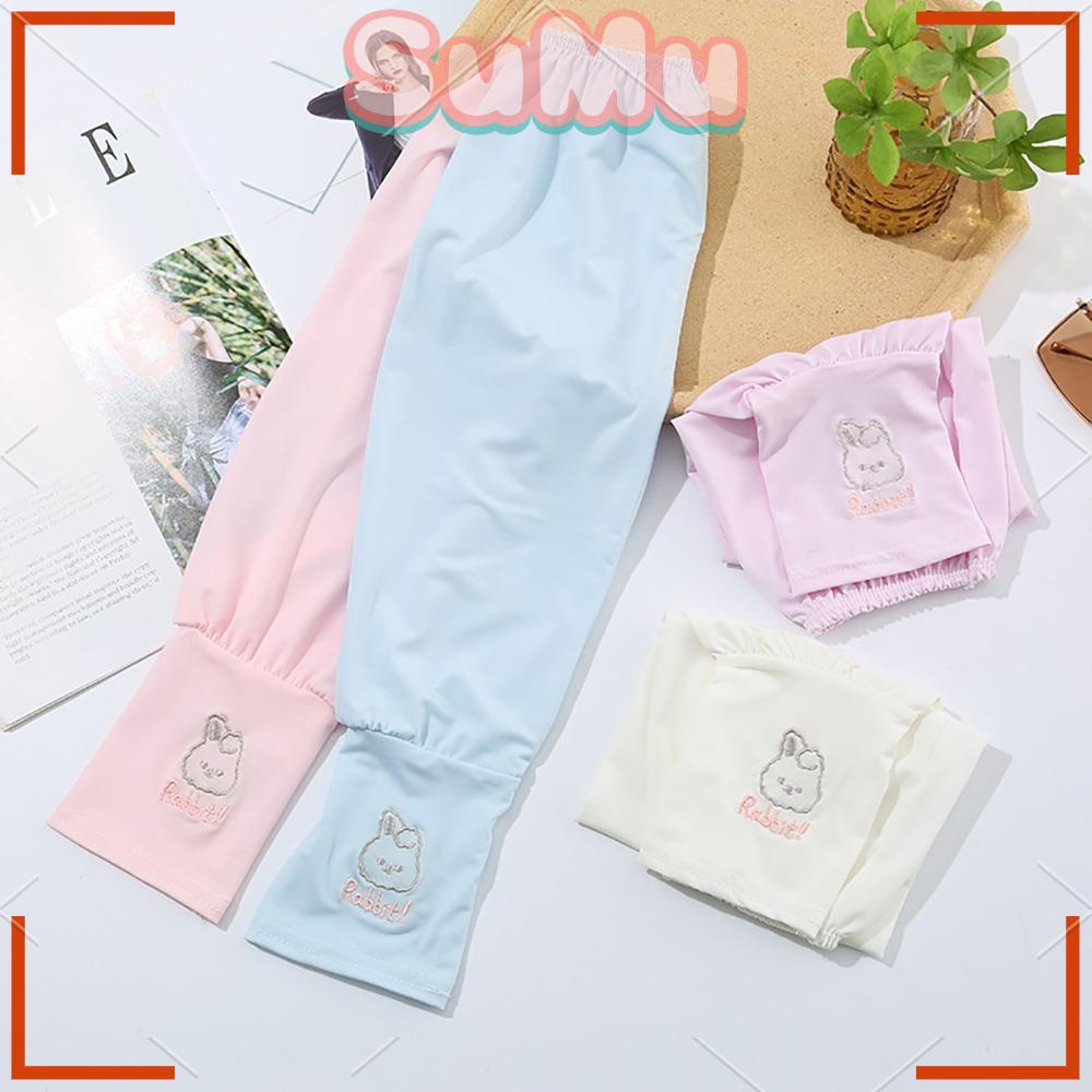 Ống Tay Áo Chống Nắng Bằng Lụa Lạnh Hình Thỏ Bảo Vệ Cho Trẻ Em