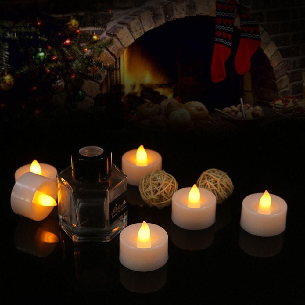 Krny 24 Cái Nến Tealight, Màu Trắng Ấm. Đèn Led Hình Nến Màu Vàng Chạy Bằng Pin Dùng Trang Trí Giáng Sinh