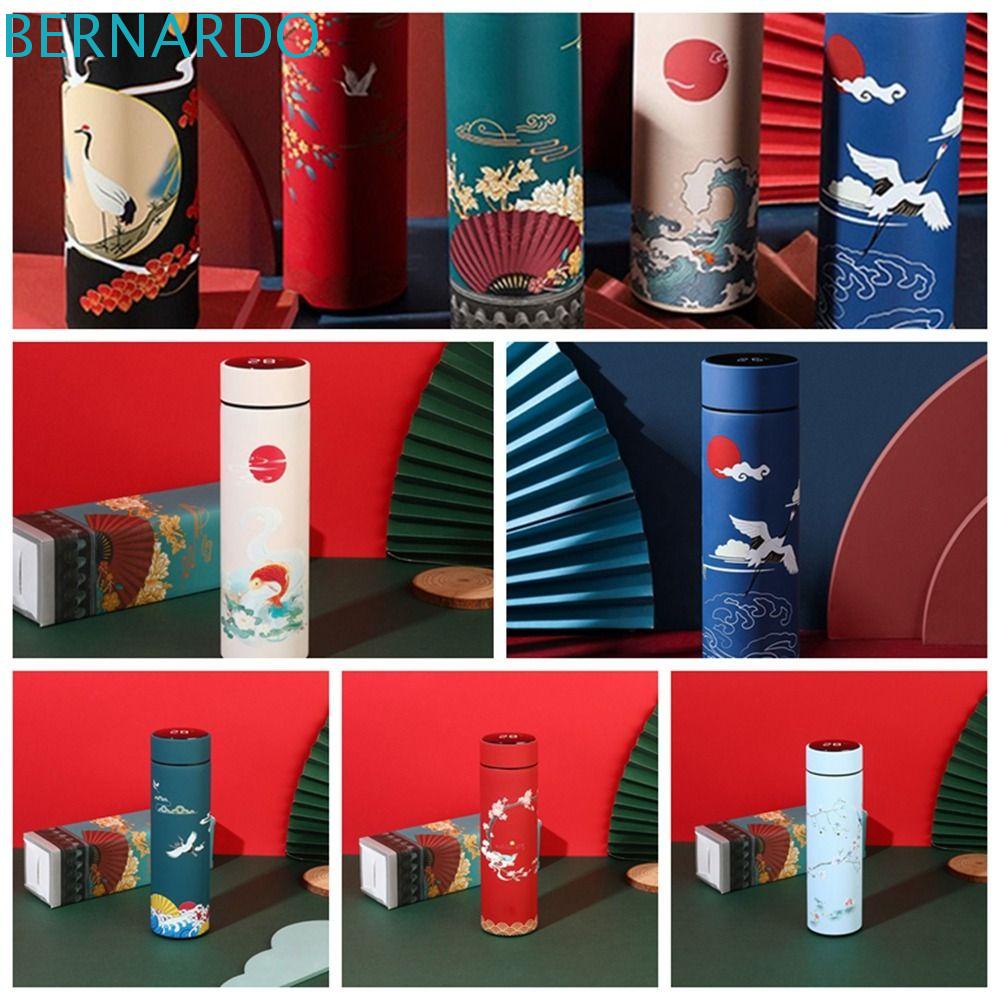 BERNARDO Bình Nước Giữ Nhiệt Bằng Thép Không Gỉ Hai Lớp Có Màn Hình LED Hiển Thị Nhiệt Độ Phong Cách Trung Hoa