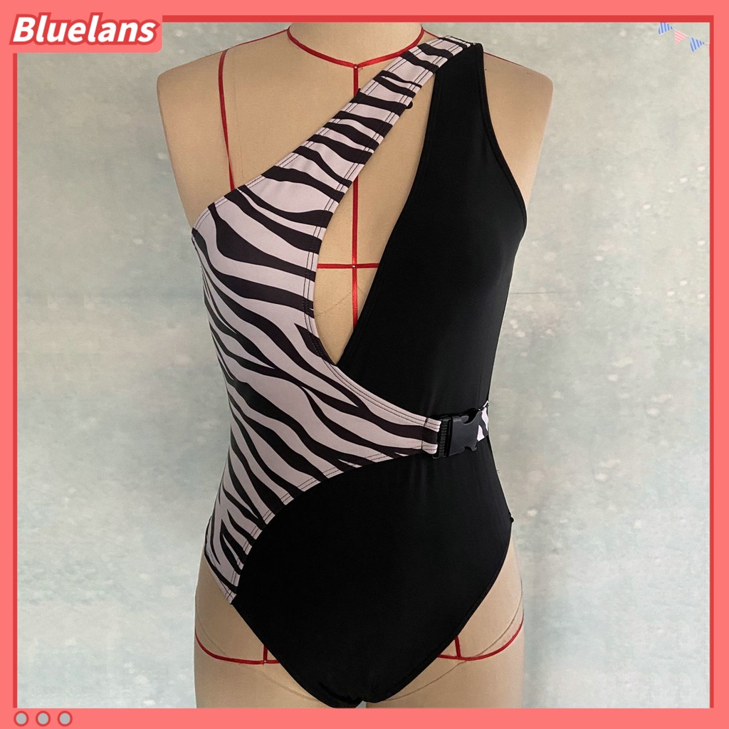 [BLS] Bộ Đồ Bơi Một Mảnh Có Đệm Ngực Không Gọng Thép Kẻ Sọc Ngựa Vằn Thoáng Khí Co Giãn Dành Cho Nữ Đi