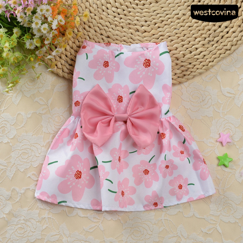 [COD]♞Đầm Không Tay Mềm Mại In Họa Tiết Hoa Dành Cho Cún Cưng