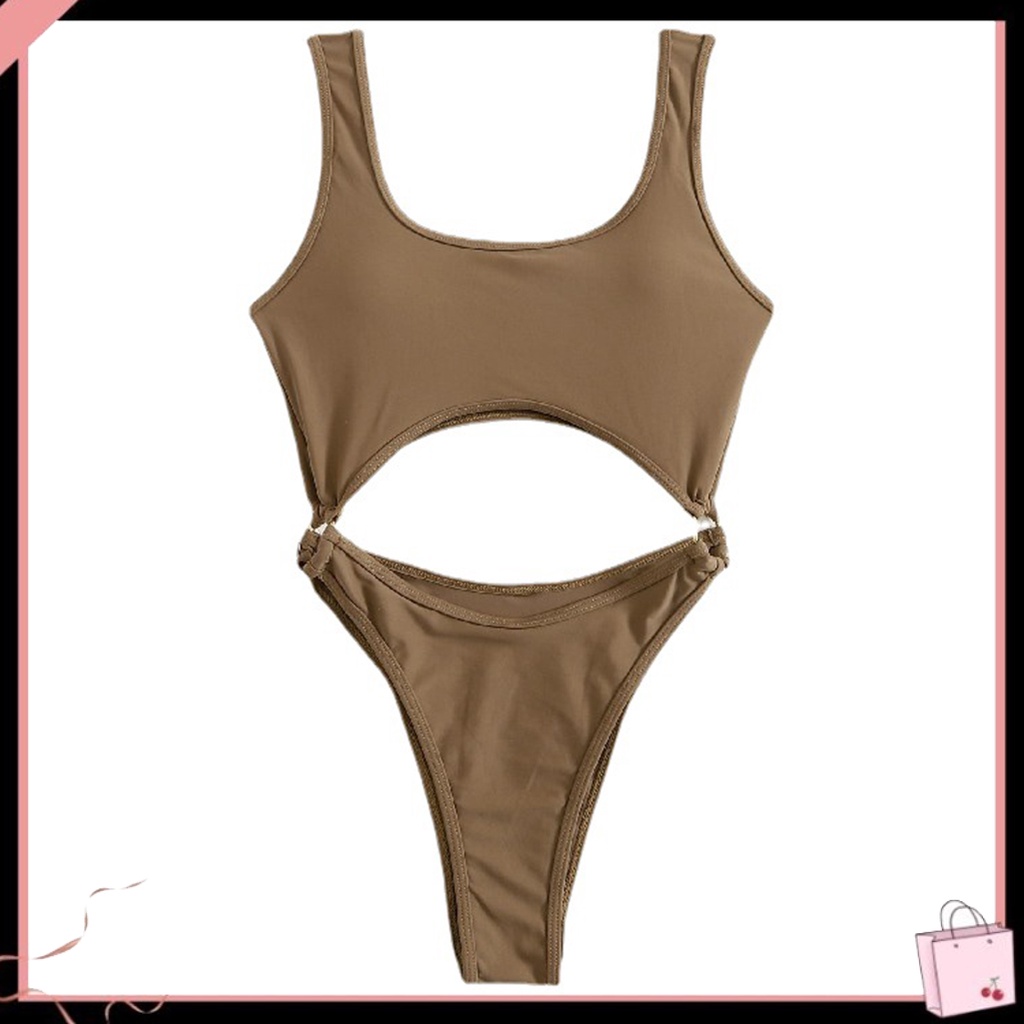 {Soltweter} Bộ Đồ Bơi Thể Thao Một Mảnh Khoét Rỗng Cổ Chữ U Màu Trơn Khô Nhanh Không Tay Mùa Hè Cho Nữ