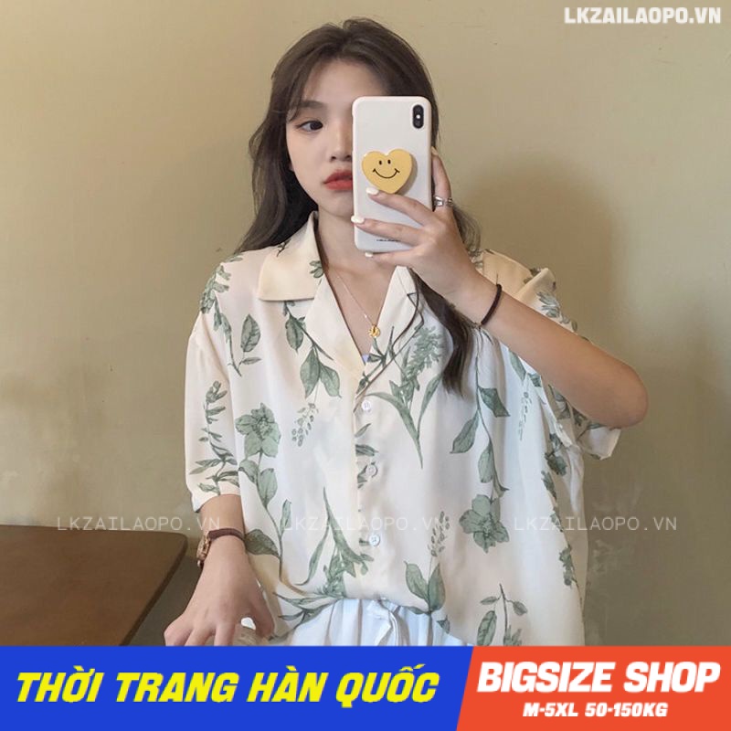 Áo sơ mi nữ tay ngắn Bigsize Áo kiểu tiểu thư form rộng có cổ in hình mùa hè Phong Cách hàn quốc đẹp Thanh Lịch cho nữ