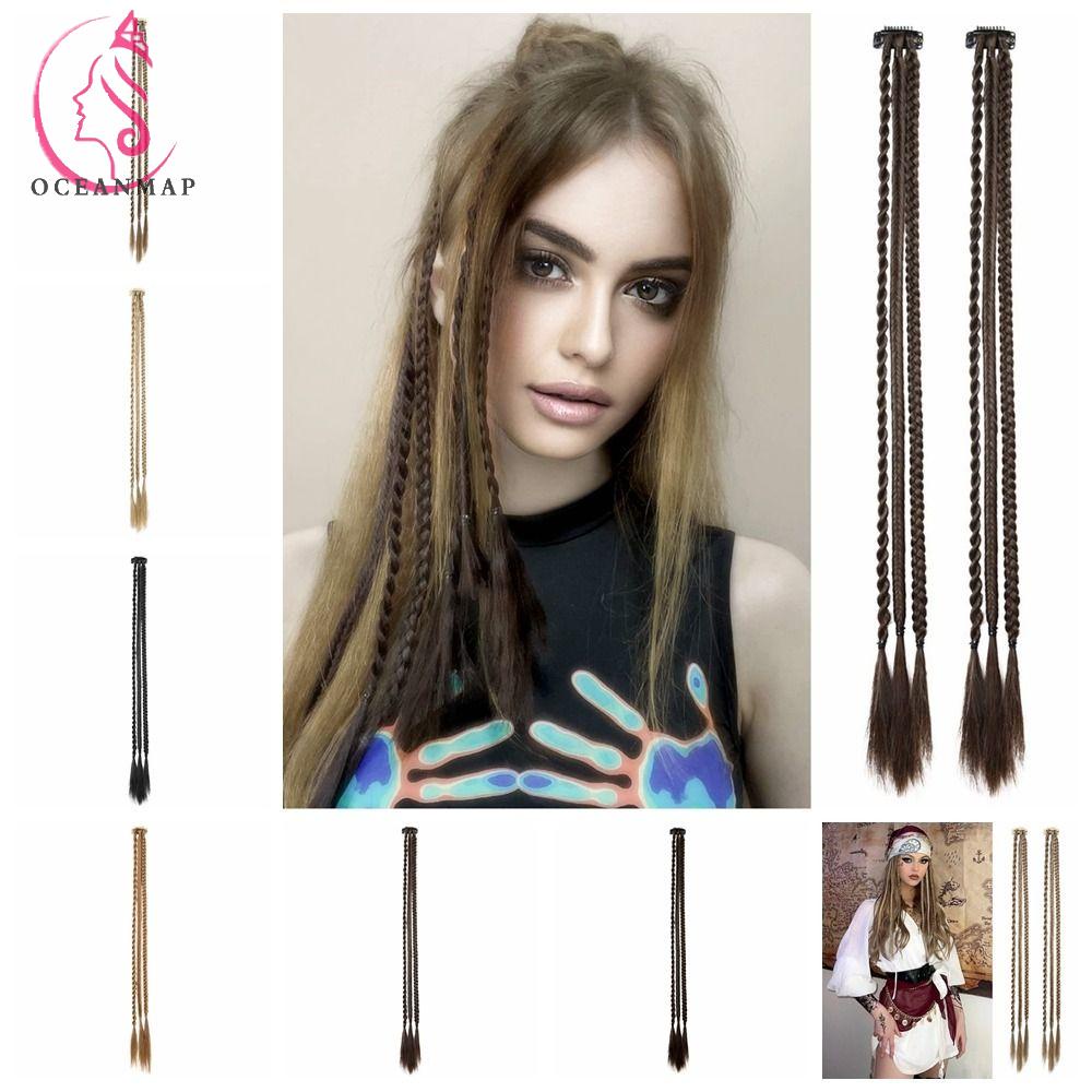 Bím Tóc Giả Bằng Sợi Tổng Hợp Màu Đen / Nâu Cách Nhiệt Dành Cho Nữ