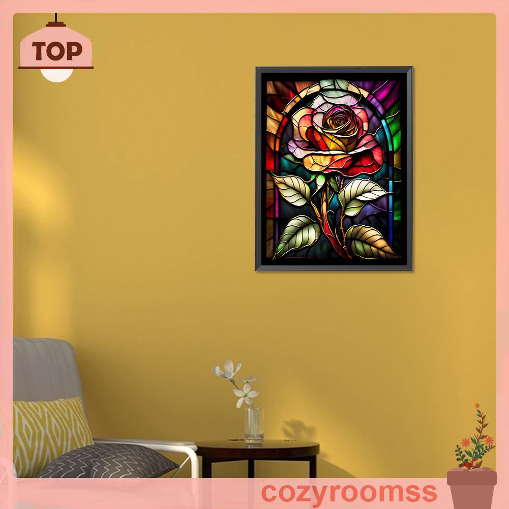 Tranh Đính Đá Kim Cương Toàn Bộ 5D DIY Hình Vẽ Hoa Hồng Trang Trí Nhà Cửa