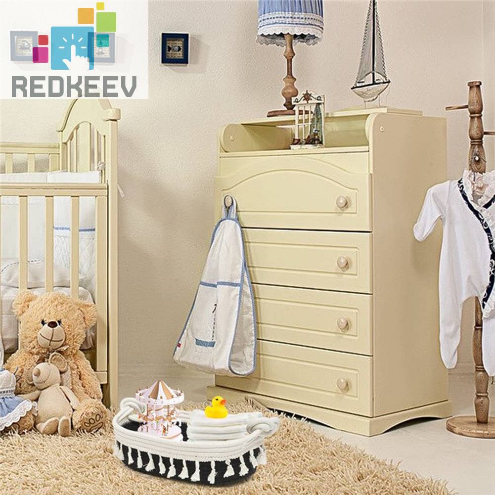 Giỏ Đan Sợi Cotton Hình Chữ Nhật Phong Cách Boho Đa Ứng Dụng Cho Nhà Ở / Văn