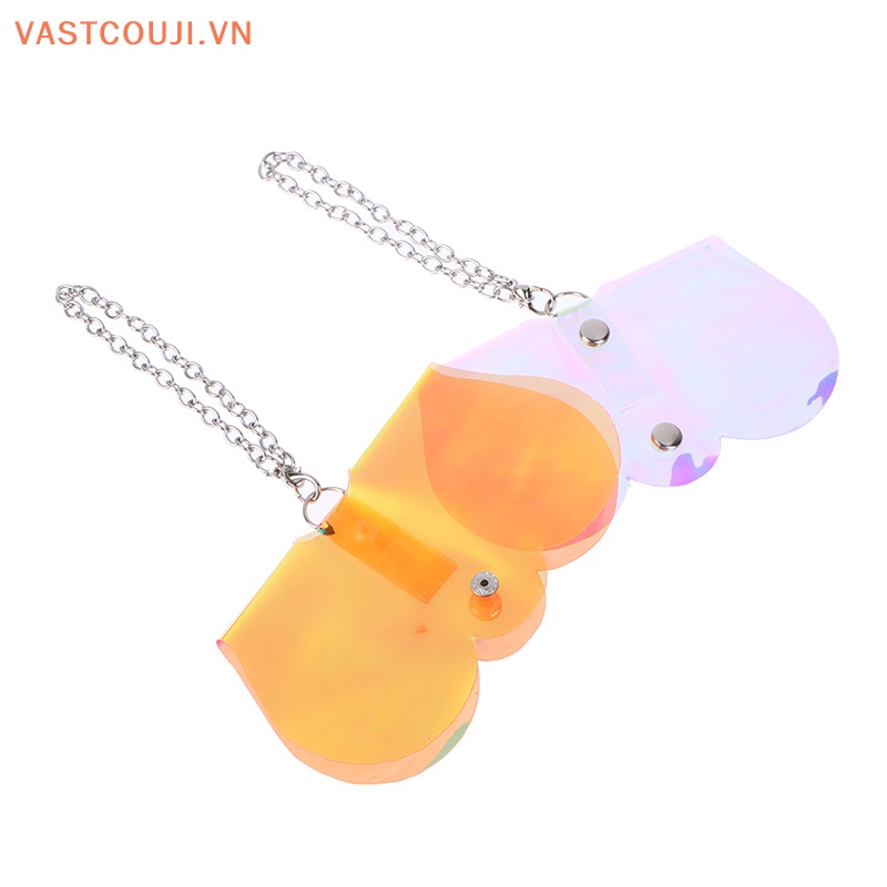 1 Túi Đựng Mắt Kính Bằng PVC Laser Trong Suốt Phối Dây Xích Kim Loại Độc Đáo Thời Trang Cho Nữ