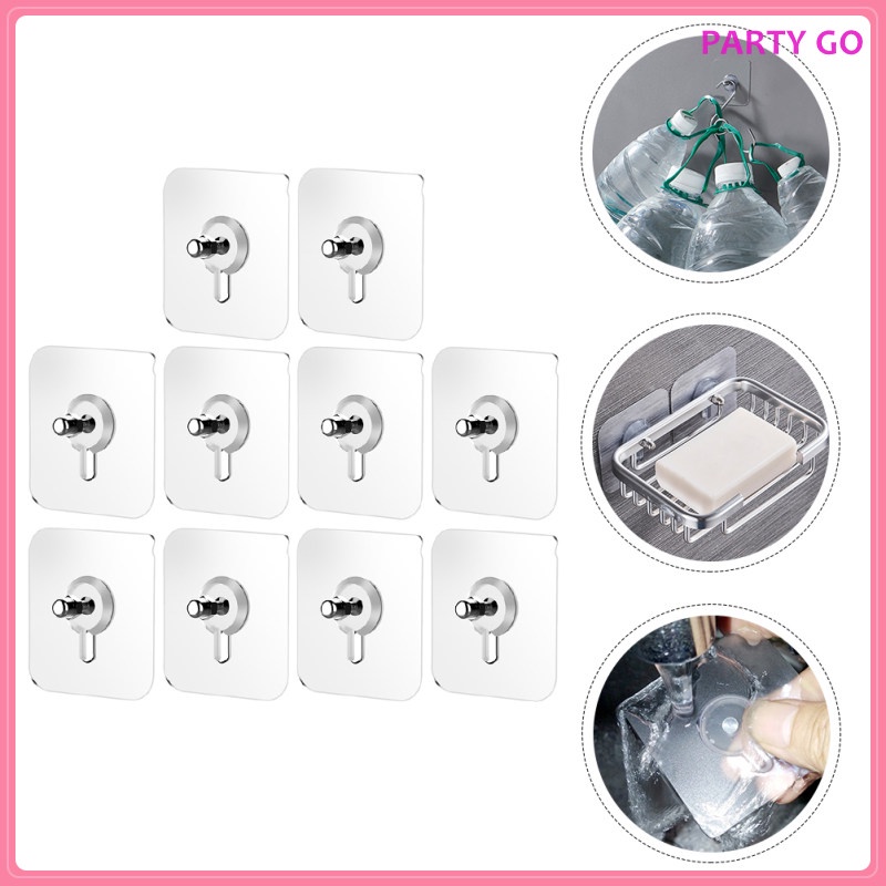 Set 10 Móc Treo Rèm Cửa Dán Tường Bằng Nhựa Trong Suốt Không Để Lại Dấu Vết