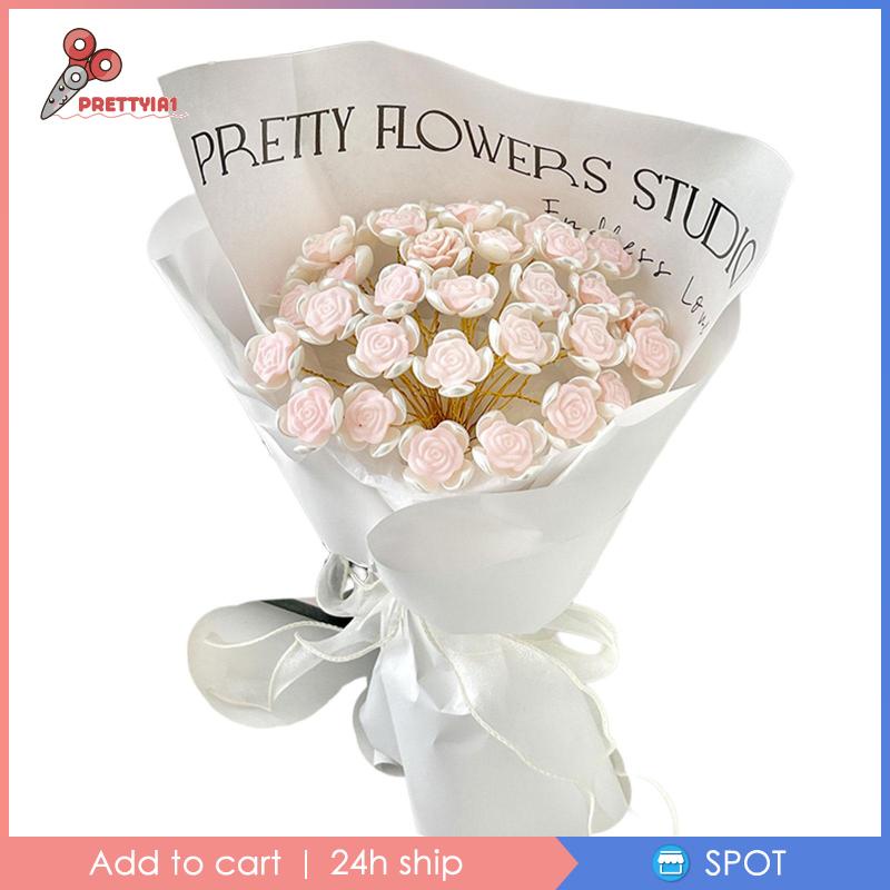 [Prettyia1] 18 Bông Hoa Hồng Giả Bằng Giấy Gói Quà DIY Đáng Yêu