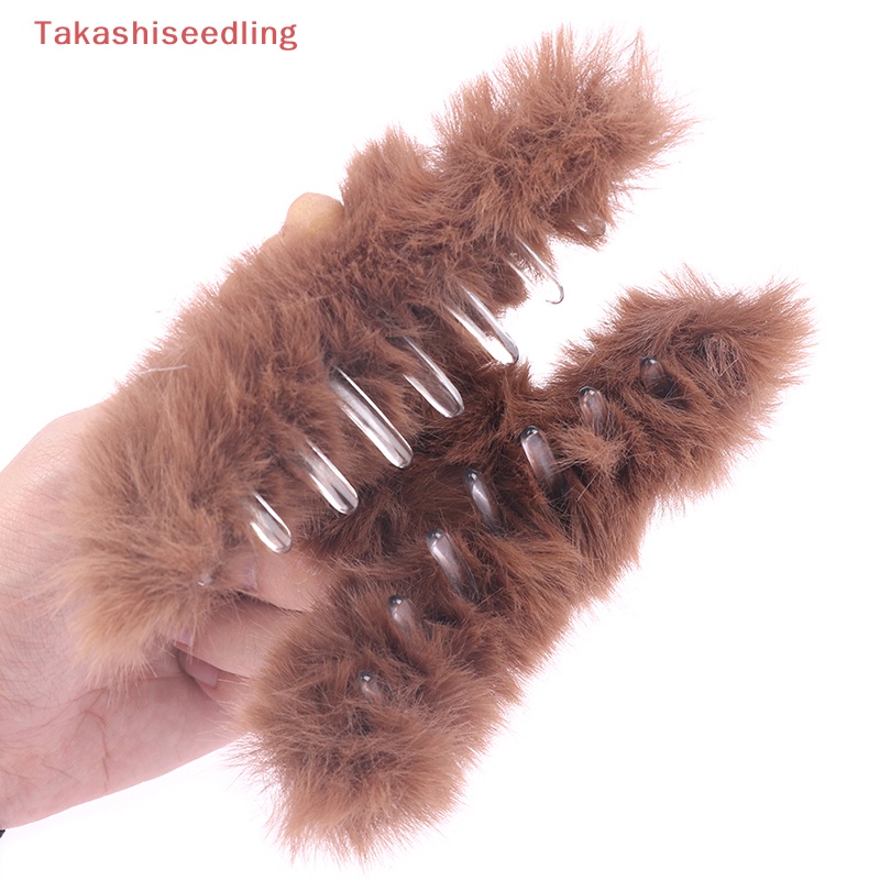 (Takashiseedling) Kẹp Tóc Móng Vuốt Hình Gấu Bằng Acrylic Lông Nhung Mùa Đông Dễ Thương Cho Nữ