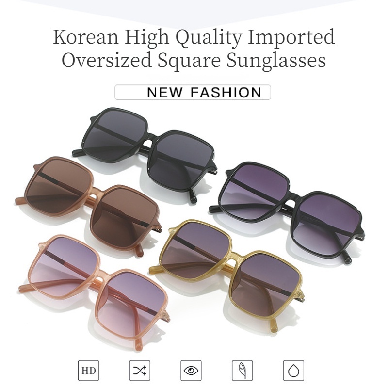 (KIQI-FASHION) COD Kính Mát Gọng Vuông Oversize Thời Trang Hàn Quốc Chất Lượng Cao Cho Nam Nữ