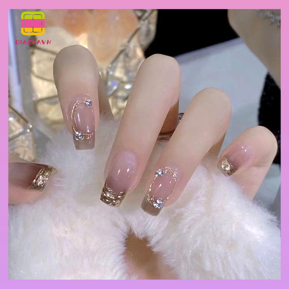 DIACHAVN Bộ Móng Tay Giả Che Phủ Toàn Diện Đính Đá DIY Có Thể Tháo Rờ