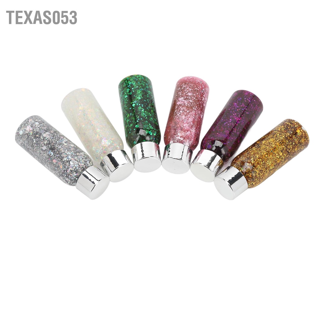 Texas053 Bộ 6 Màu Mịn Lấp Lánh Toàn Phương Thủ Công Mỹ Phẩm Cho Thân Móng Mặt Tóc Phấn Mắt Trang Điểm 180ML