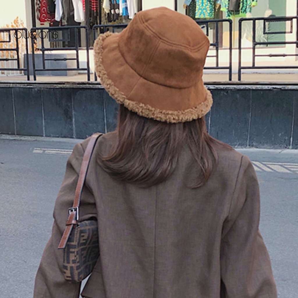 Mũ Ngư Dân Da Lộn Nhân Tạo Màu Trơn Giữ Ấm Cho Nữ