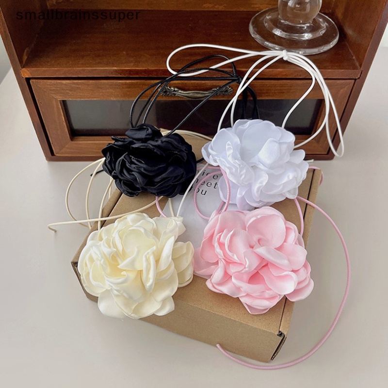 Vòng Cổ Choker Dây Ruy Băng Dài Mặt Hoa Đơn Giản Cho Nữ SBS