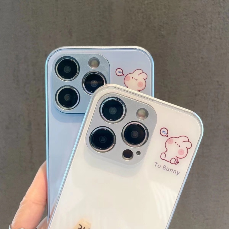 Ốp Điện Thoại Mặt Kính Hình Thỏ Cho IPhone 1413 12 11promax 7 8plus X Xsmax