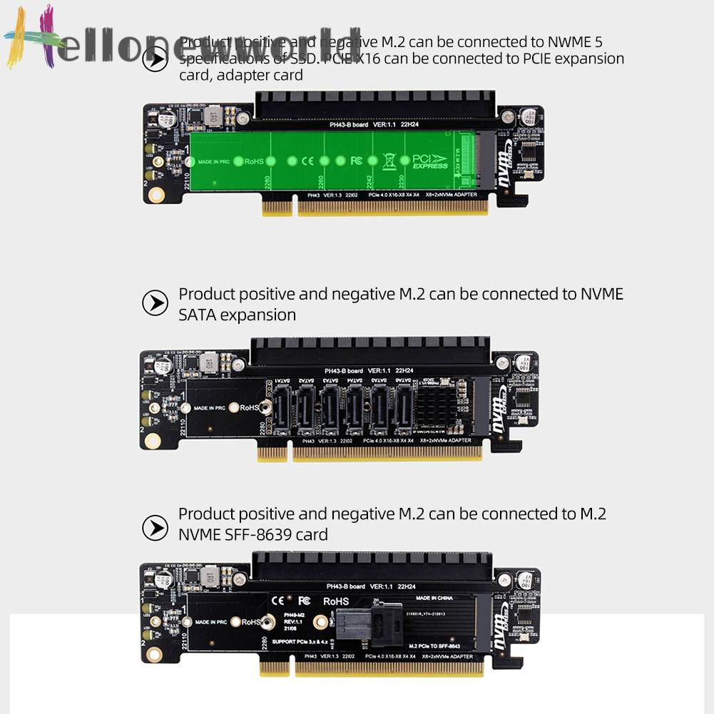Thẻ Mở Rộng PCIe X16 Sang X8 + X4 + X4 2280 / 2260 / 2242 / 2230 SSD
