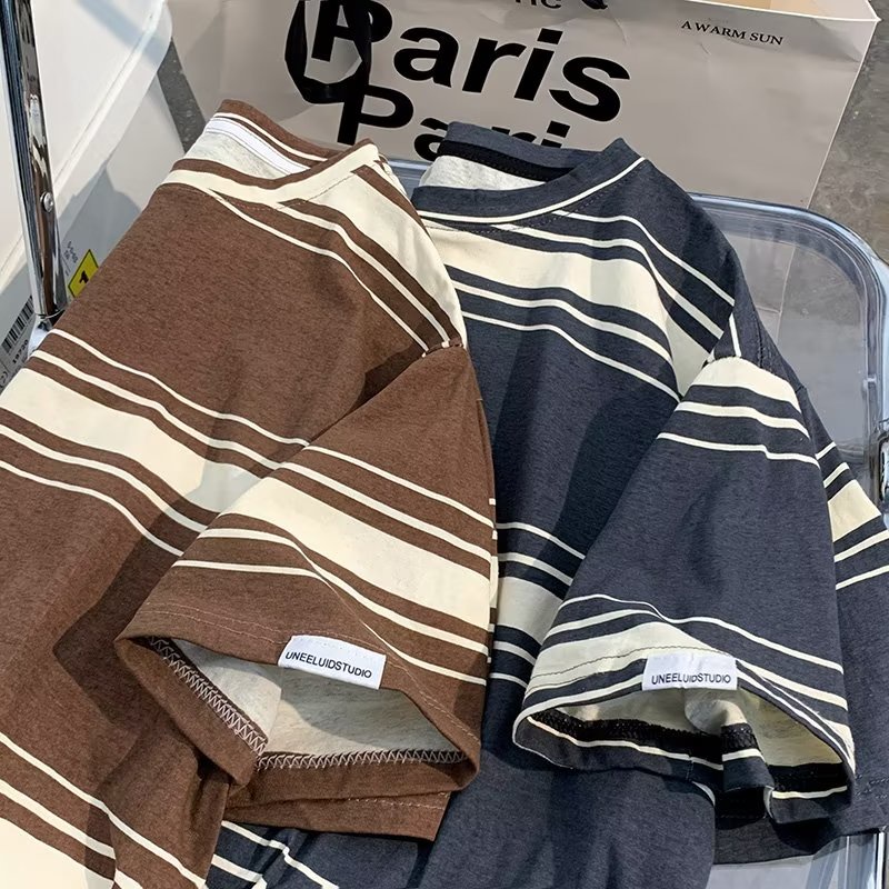 Áo Sơ Mi Sọc Màu Tương Phản Dáng Rộng Phong Cách Mới Mùa Hè