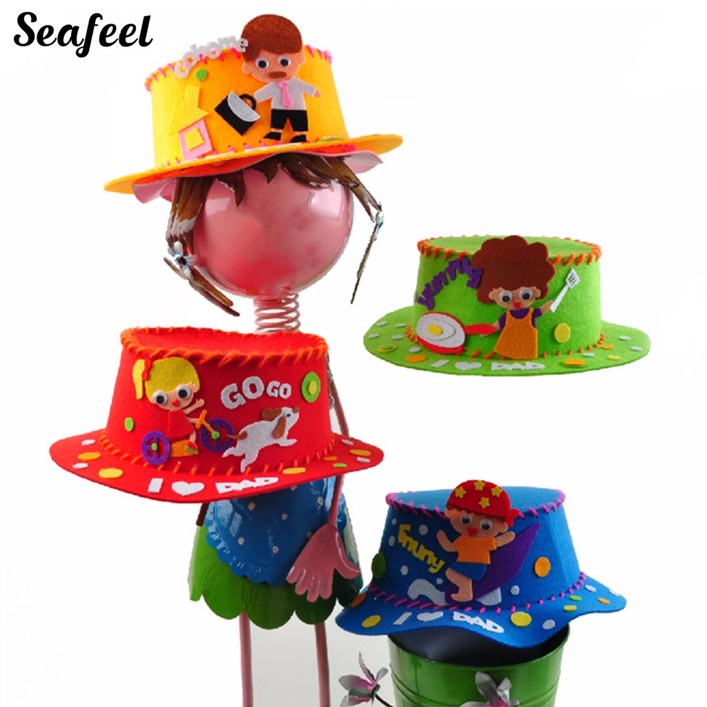 Bộ Sticker Dán Nón Họa Tiết Hoạt Hình Vui Nhộn Dành Cho Trẻ Em DIY