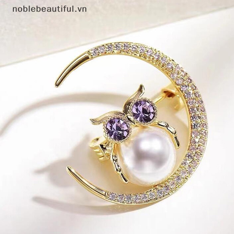 Ghim Cài Áo Hình Cú Mèo Mặt Trăng Nhỏ Xinh Thời Trang Dễ Phối Đồ