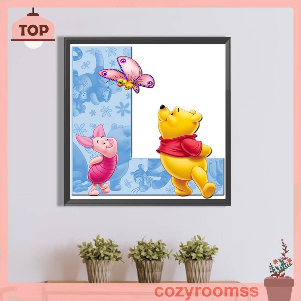 Bộ Tranh Đính Đá 5D Toàn Diện Họa Tiết Gấu Pooh Và Chữ L Độc Đáo DIY Dùng Trang Trí