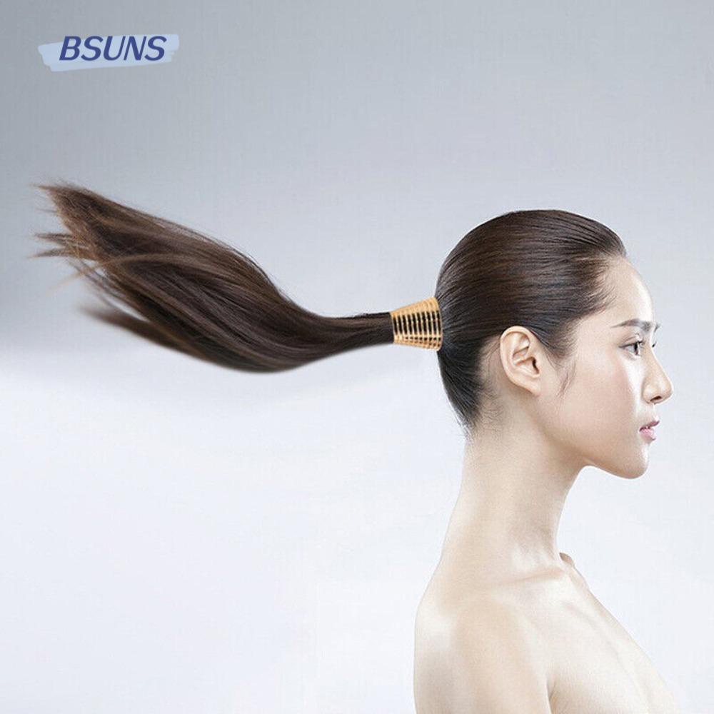 Set 4 Kẹp Tóc Đuôi Ngựa Bằng Nhựa Màu Đen / Bạc Dành Cho Nữ