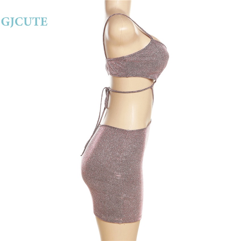 Đầm Ôm Hai Dây Khoét Rỗng Lấp Lánh Gợi Cảm Mùa Hè Cho Nữ WTD