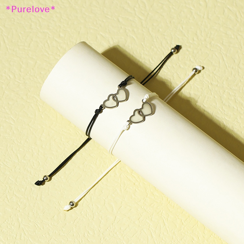 Vòng Tay Dây Bện Phối Mặt Trái Tim Phát Sáng Thời Trang Dành Cho Cặp Đôi Mới