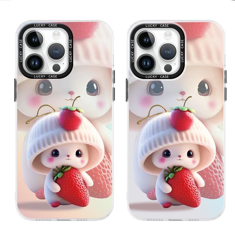 Ốp Điện Thoại Màu Laser Họa Tiết Trái Dâu Dễ Thương Cho Iphone 1314promax Xr12678Plus A3JM