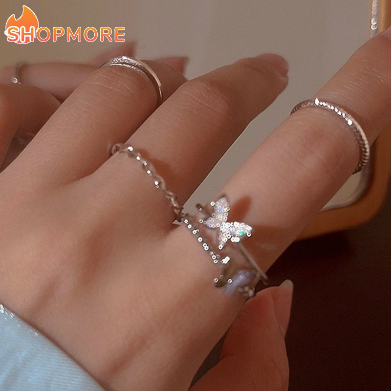 Nhẫn Hình Trái Tim / Bướm Đính Đá Tinh Tế Thời Trang Cho Nữ