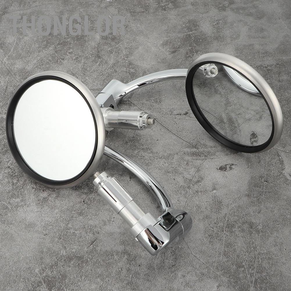 Thonglor 1 Vintage Thép Không Gỉ Xe Máy Đổi Đua Gương Chiếu Hậu Phản Quang Mặt