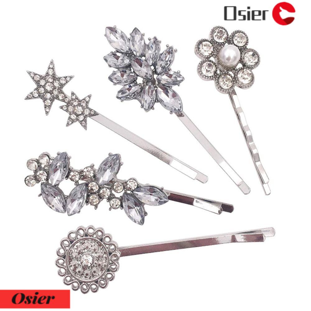 OSIER1 Set 5 Kẹp Tóc Hình Hoa Hướng Dương / Lá Đính Đá Thời Trang Cho Nữ