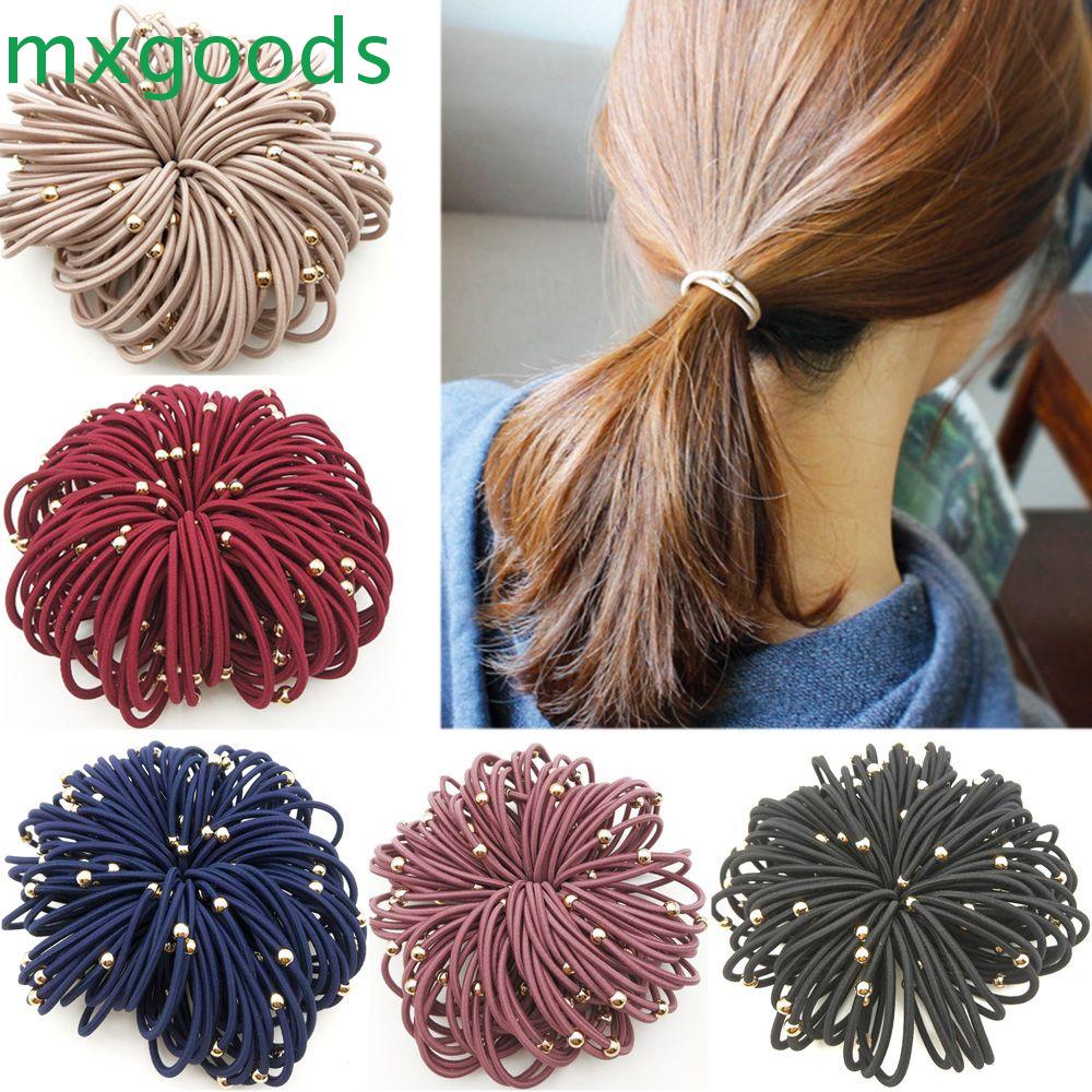 MXGOODS Dây Cột Tóc Cao Su Co Giãn Đính Hạt Thời Trang Cho Nữ