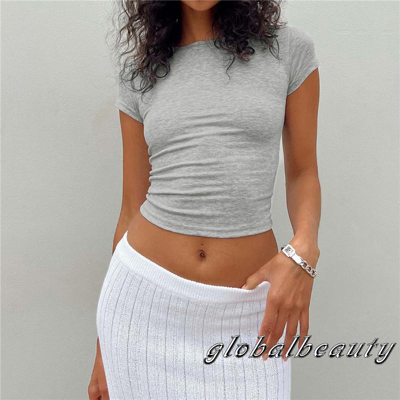 Áo Thun Crop Top Tay Ngắn Màu Sắc Thời Trang Mùa Hè Cho Nữ
