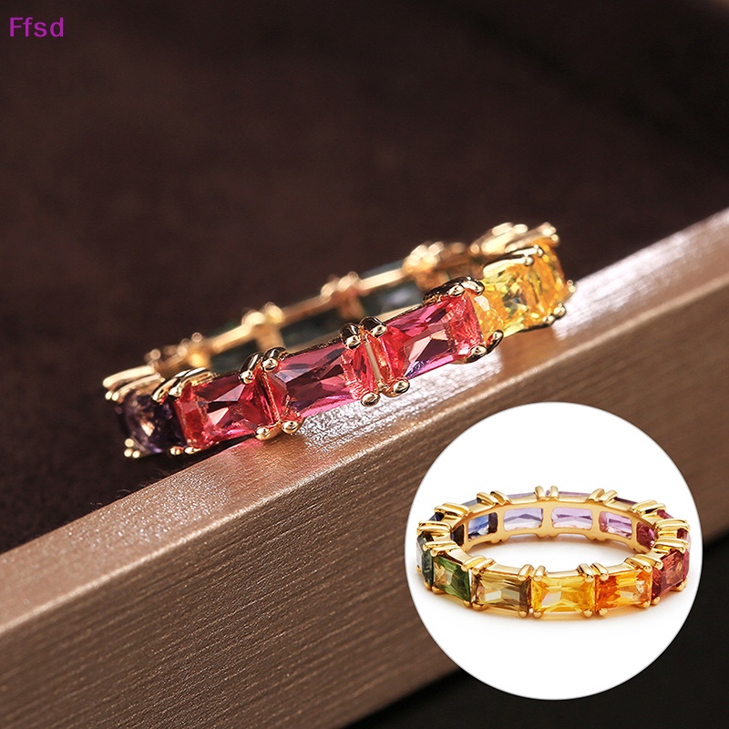 {Ffsd} Nhẫn Đính Đá Zircon Nhiều Màu Sắc Quà Tặng Kỷ Niệm Thời Trang Nữ