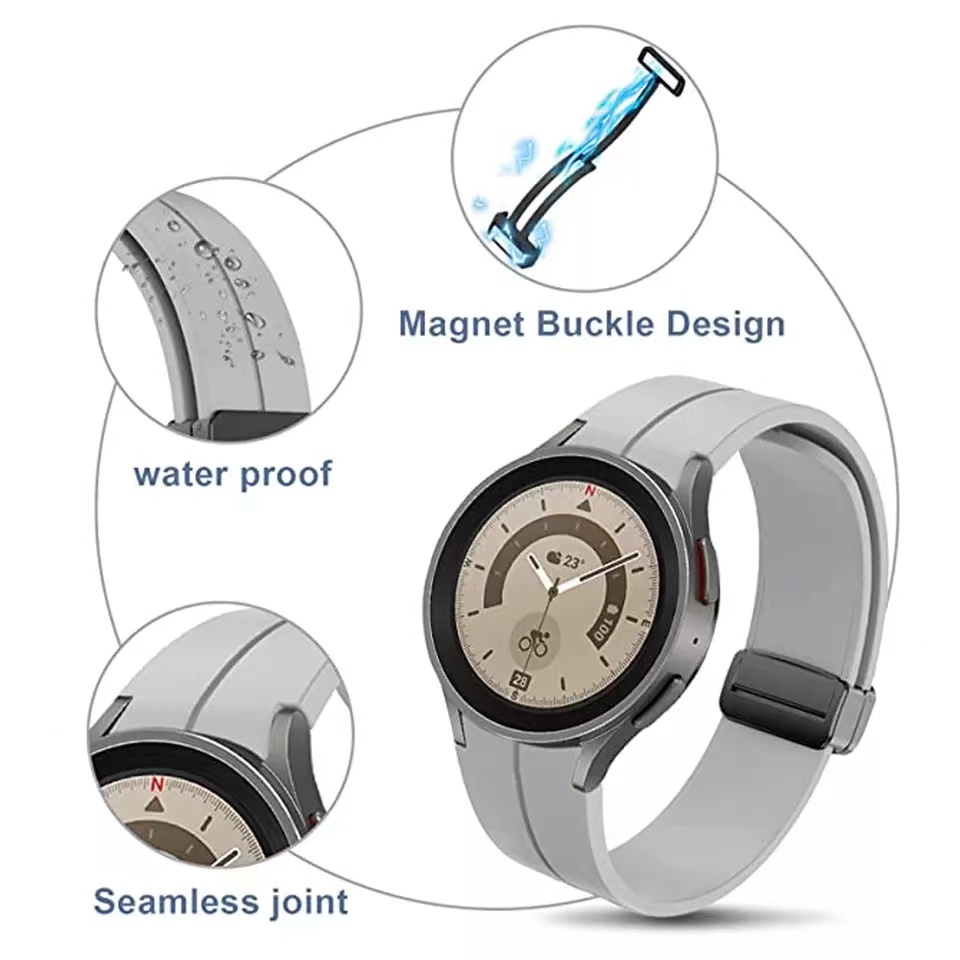 Dây Đeo Silicone Khóa Nam Châm Cho Đồng Hồ Thông Minh Samsung Galaxy Watch 5 / 4 40mm 44mm 5 Pro 45mm 4