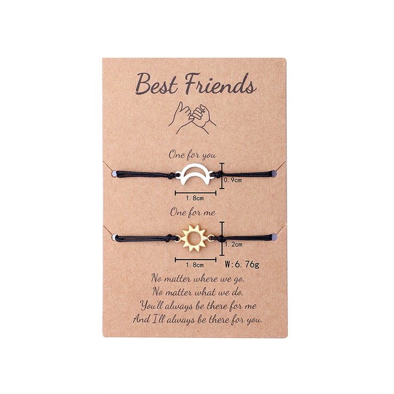 Bộ 2 Vòng Tay Dây Bện Mặt Trời Mặt Trăng Ngôi Sao Trái Tim Cho Cặp Đôi