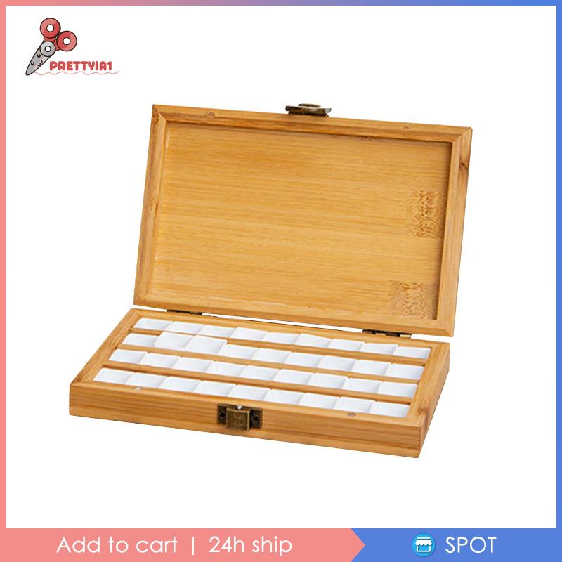 Khay Đựng Màu Vẽ Bằng Gỗ Tre Kèm Nắp Đậy Tiện Dụng